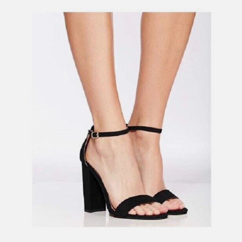 NEW Rohb by Joyce Azria Monaco High Block Heel Ankle Strap Sandal (Black) Size 6